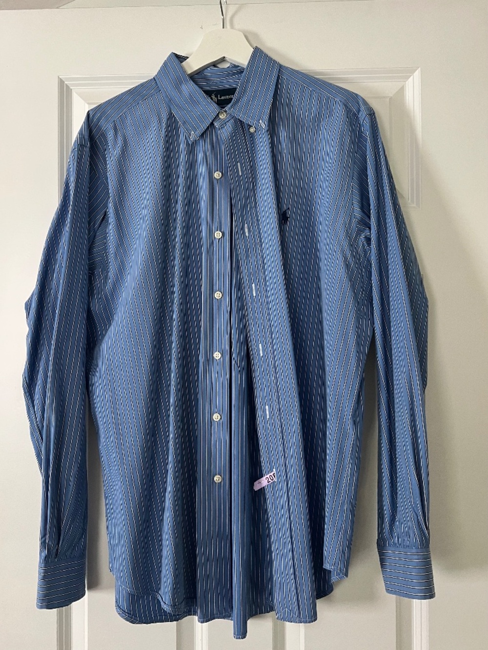 Ralph Lauren Classic Fit Blue Striped Button-Down Shirt – Men’s Large